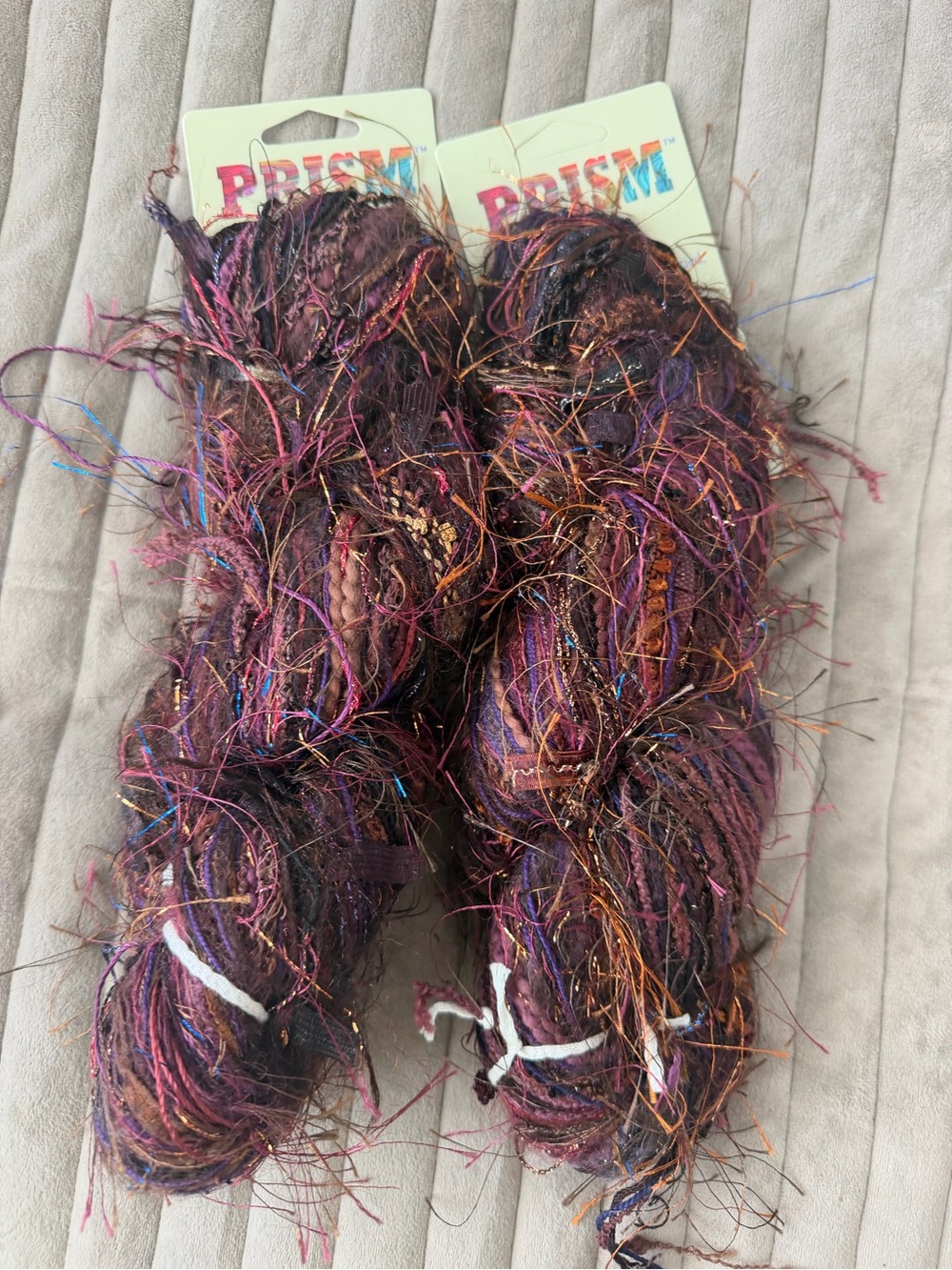 PRISM Eyelash Novelty Yarn - Purple with Copper and Blue Highlights
